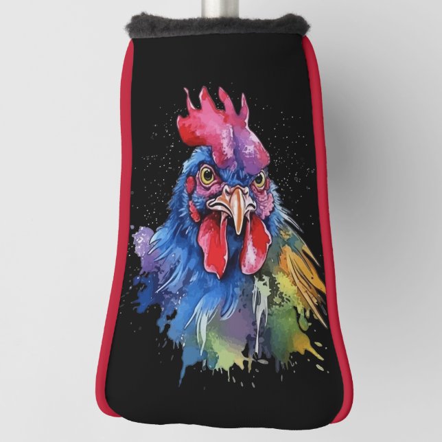 Funda Para Palo De Golf Estilo de acuarela de pollo de gallo de campo (Girar 90)