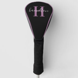 Funda Para Palo De Golf Estilo inicial de monograma de nombre morado