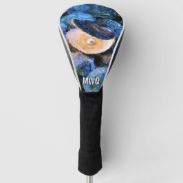 Funda Para Palo De Golf Estilo Monograma de Perla de Ostra Azul