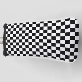 Funda Para Palo De Golf Estilo negro con patrón cuadrado blanco clásico
