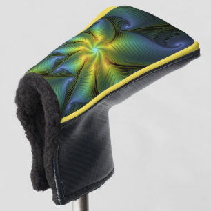 Funda Para Palo De Golf Estrella abstracta, brillante arte azul verde dora