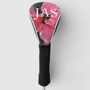 Funda Para Palo De Golf Estrella plateada de mármol Poinsettias Flor de va