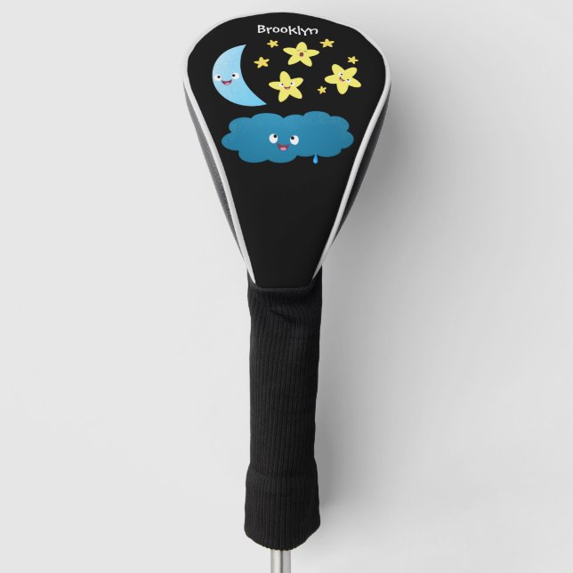 Funda Para Palo De Golf Estrellas de canto, personalizado de luna y nube (Anverso)