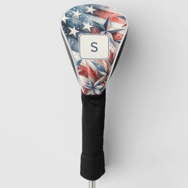 Funda Para Palo De Golf Estrellas modernas monograma (Anverso)