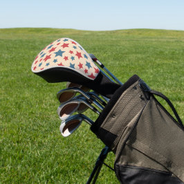Funda Para Palo De Golf Estrellas Rojas y Azules, 4 de Julio, Fondo Beige