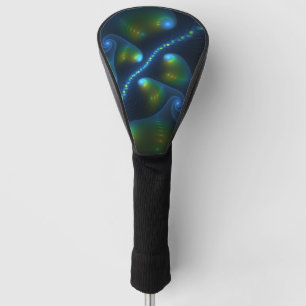 Funda Para Palo De Golf Fantasía Resumen Arte Fractal Verde Azul