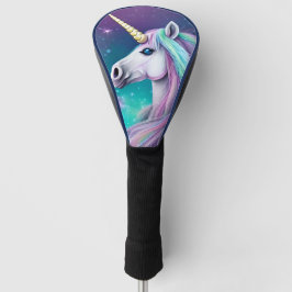 Funda Para Palo De Golf Fantasía Unicornio con pelo azul y rosa
