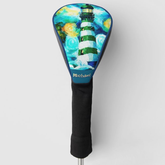 Funda Para Palo De Golf Faro tropical Personalizado Náutico Costero (Anverso)