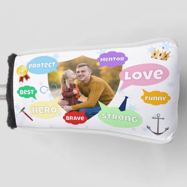 Funda Para Palo De Golf Fathers Day Photo Word Clouds Best Dad Father (Anverso)