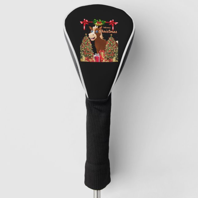 Funda Para Palo De Golf Feliz caballo navideño (Anverso)