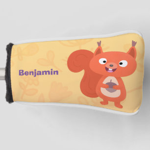 Funda Para Palo De Golf Feliz ilustracion de personalizado de ardilla roja