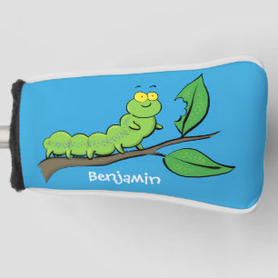 Funda Para Palo De Golf Feliz ilustracion personalizado de oruga verde