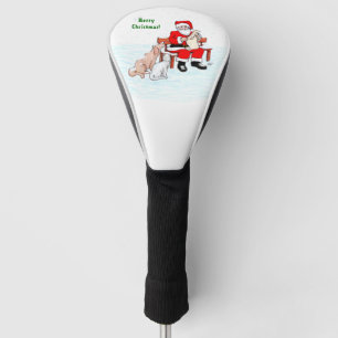 Funda Para Palo De Golf Feliz Navidad! Papá Noel con gato y perro