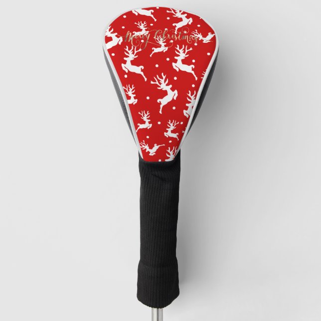 Funda Para Palo De Golf Feliz Navidad Renoes Rojos (Anverso)