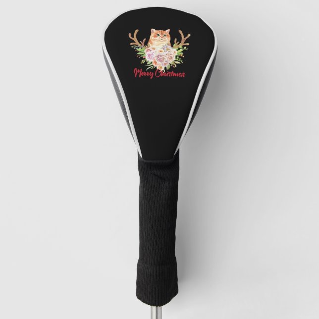 Funda Para Palo De Golf Feliz Navidad y gato (Anverso)
