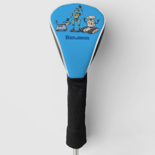 Funda Para Palo De Golf Feliz personalizado de trío de robots lindos