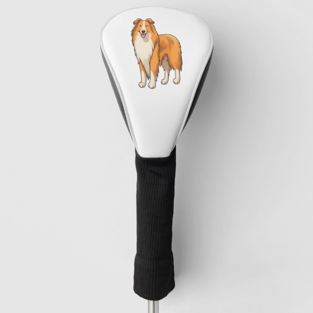 Funda Para Palo De Golf Feliz Personalizado Rough Collie (Anverso)