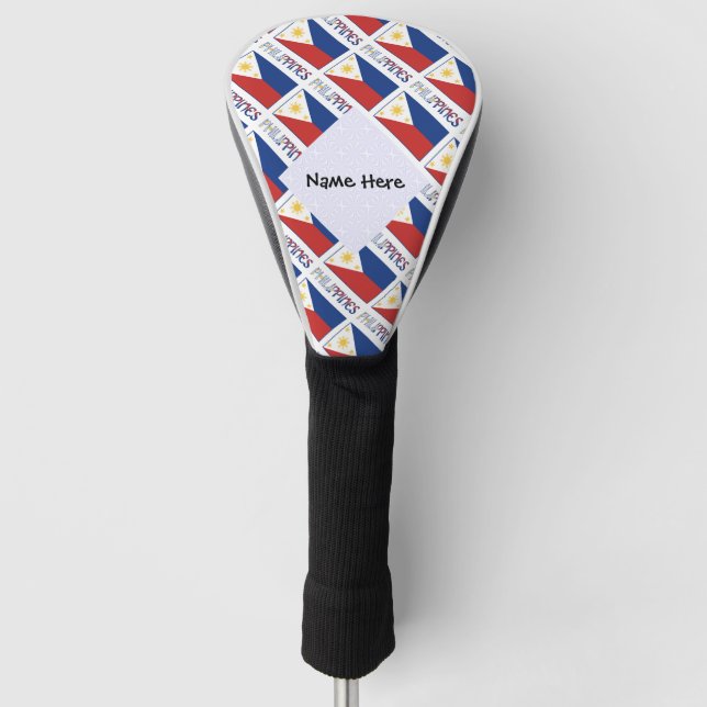 Funda Para Palo De Golf Filipinas y la bandera filipina cubierta con tu no (Anverso)