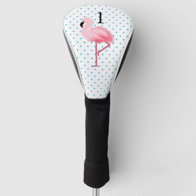 Funda Para Palo De Golf Flamenco rosado con la cubierta del conductor del (Anverso)