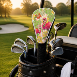 Funda Para Palo De Golf Flamenco y Floral Abstracto Colorido