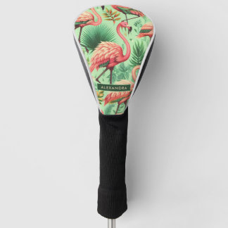 Funda Para Palo De Golf Flamencos rosados de color blanco