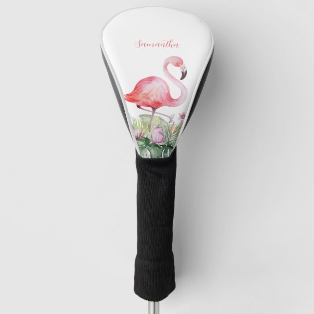 Funda Para Palo De Golf Flamingo rosa personalizado tropical (Anverso)