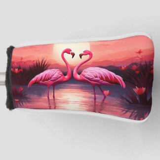 Funda Para Palo De Golf Flamingos rosas al atardecer