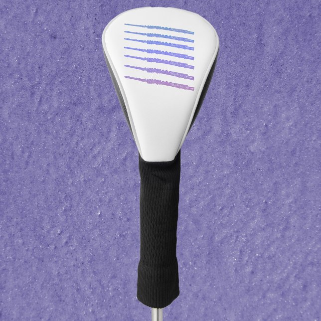 Funda Para Palo De Golf Flauta Woodwind Pink Blue Purple (A golf head cover with pink, blue and purple flutes.)