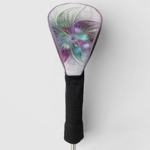 Funda Para Palo De Golf Flor Abstracta Colorida Arte Fractal Floral Modern