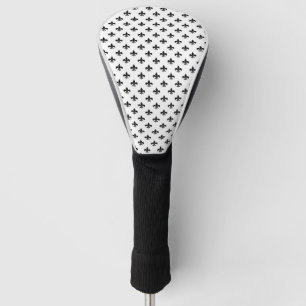 Funda Para Palo De Golf Flor blanca negra De Lis Delicada Mardi Gras