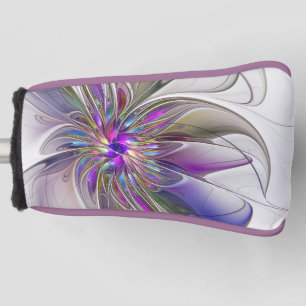 Funda Para Palo De Golf Flor de arte fractal enérgica y colorida