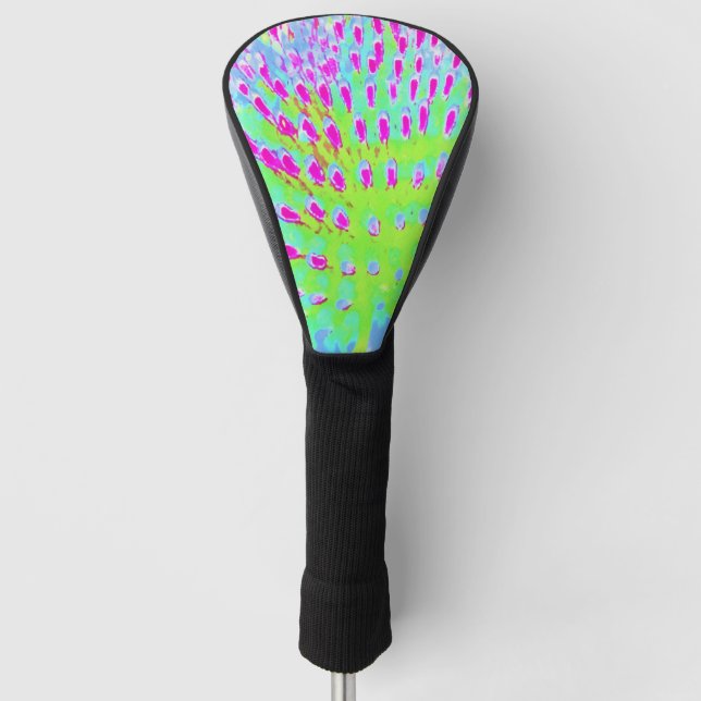 Funda Para Palo De Golf Flor de cono lima verde y púrpura (Anverso)