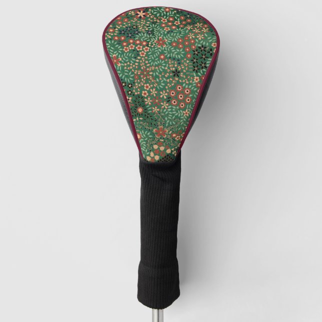 Funda Para Palo De Golf Flor de fondo verde japonesa tradicional (Anverso)