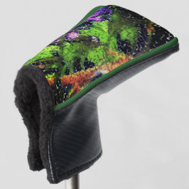 Funda Para Palo De Golf Flor de lino y hojas envejecidas en mosaico esculp