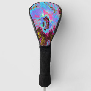 Funda Para Palo De Golf Flor de maíz psicodélica azul y magenta hibiscus