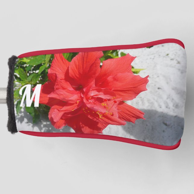 Funda Para Palo De Golf Flor doble roja hibiscus (Anverso)
