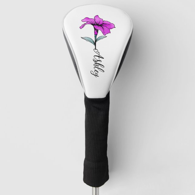 Funda Para Palo De Golf Flor lirio rosa personalizada (Anverso)