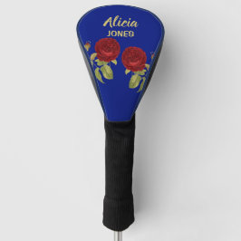 Funda Para Palo De Golf Flor roja y hojas azules