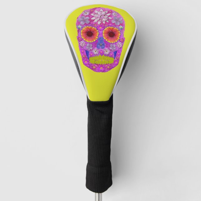 Funda Para Palo De Golf Flor Skull 2 (Anverso)