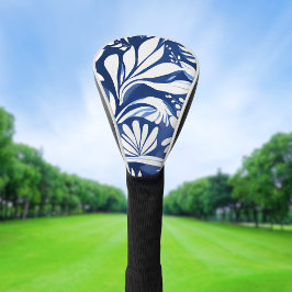 Funda Para Palo De Golf Floral azul de acuarela botánica
