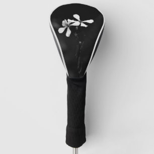 Funda Para Palo De Golf floral blanca y negra mínima