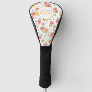 Funda Para Palo De Golf Floral de Iniciales Personalizadas para Mujeres