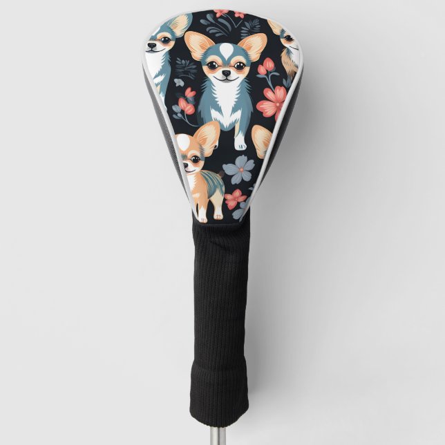 Funda Para Palo De Golf Floral de Perro Chihuahua (Anverso)