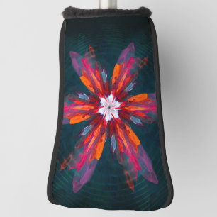 Funda Para Palo De Golf Floral Mandala Flores Naranja Azul Rojo Resumen