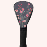 Funda Para Palo De Golf Floral oscuro<br><div class="desc">Arte botánico bohemio moderno. Bonito holgado sobre un fondo gris oscuro. Arte original de Nic Squirrell.</div>