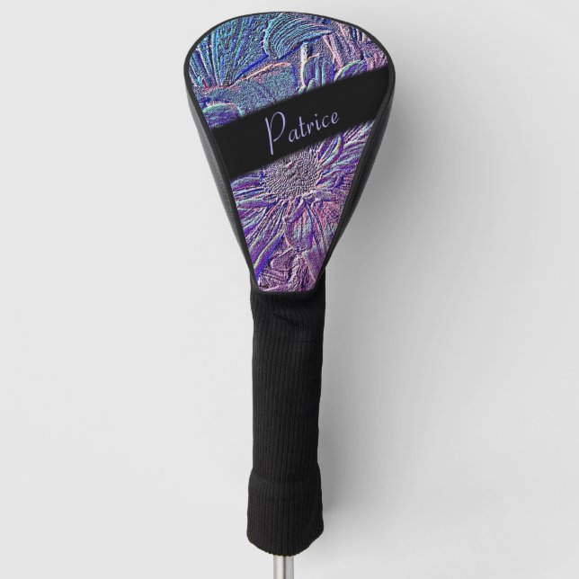 Funda Para Palo De Golf Floral púrpura metálica (Anverso)