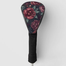 Funda Para Palo De Golf Florales Malhumorados Patrón Acuarela Rojo Oscuro