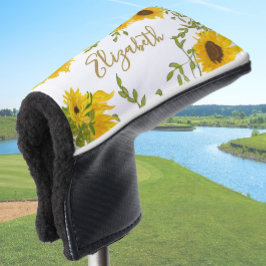 Funda Para Palo De Golf Flores amarillas Florales nombre personalizado señ