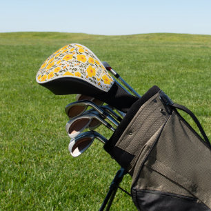 Funda Para Palo De Golf Flores amarillas pradera florecientes y Monograma