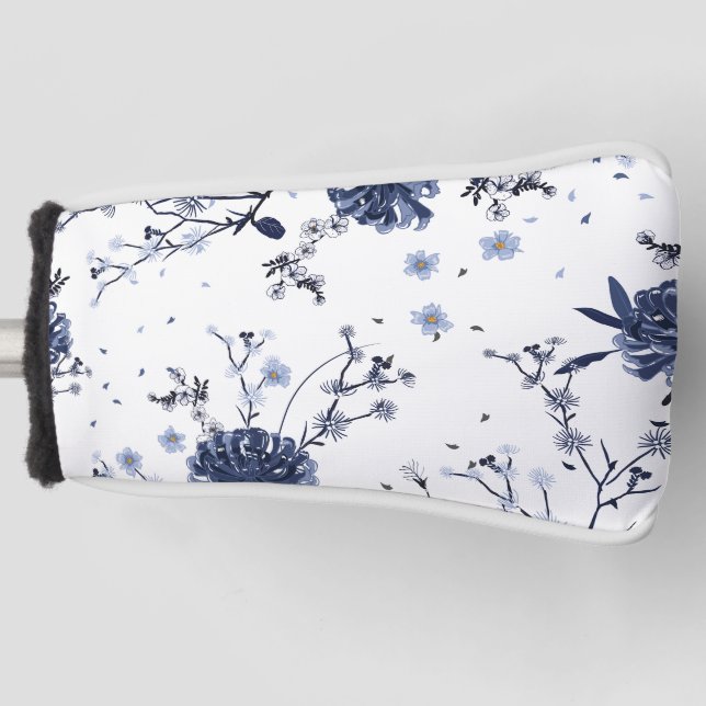 Funda Para Palo De Golf Flores azules (Anverso)